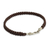 Men's leather macrame bracelet, 'Essence of Style in Brown' - Men's Bracelet Handmade in Brown Leather and Silver (image 2b) thumbail