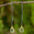 Lemon quartz dangle earrings, 'Midnight Meadow' - Thai Lemon Quartz Dangle Hook Earrings with Silver and Gold (image 2) thumbail