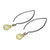 Lemon quartz dangle earrings, 'Midnight Meadow' - Thai Lemon Quartz Dangle Hook Earrings with Silver and Gold (image 2b) thumbail