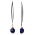 Lapis lazuli dangle earrings, 'Midnight Meadow' - Sterling Silver and Gold Accent Earrings with Lapis Lazuli thumbail
