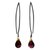 Garnet dangle earrings, 'Sublime Sparkle' - Silver and Garnet Earrings with Gold Vermeil thumbail