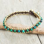 Serpentine anklet, 'Tinkling Bells' - Hand Crocheted Serpentine Anklet with Brass Beads and Bells