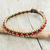 Quartz anklet, 'Tinkling Bells' - Red Quartz Hand Crocheted Anklet with Brass Beads and Bells (image 2) thumbail
