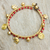 Dyed quartz anklet, 'Elephant Bells' - Red Quartz Charm Anklet with Brass Beads and Bells thumbail