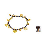 Agate charm anklet, 'Elephant Bells' - Colorful Thai Agate Bell Anklet with Brass Beads and Charms
