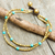Calcite anklet, 'Golden Bell' - Thailand Blue Calcite Double Strand Brass Bead Anklet (image 2) thumbail