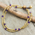 Purple quartz anklet, 'Golden Bell' - Handcrafted Purple Quartz and Brass Bead Anklet