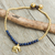 Lapis lazuli anklet, 'Stylish Elephant' - Lapis Lazuli Elephant Charm Beaded Brass Anklet thumbail