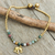 Agate anklet, 'Stylish Elephant' - Elephant Charm Agate and Beaded Brass Anklet thumbail