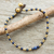 Lapis lazuli anklet, 'Cheerful Walk' - Single Strand Brass Bead Anklet with Lapis Lazuli (image 2) thumbail