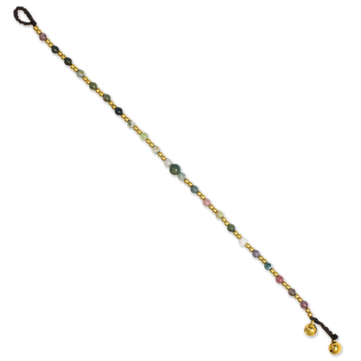 Agate anklet, 'Cheerful Walk' - Colorful Agate and Brass Handcrafted Anklet