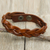 Men's braided leather bracelet, 'Caramel Rope' - Men's Leather Braided Wristband Bracelet in Caramel Brown thumbail