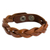 Men's braided leather bracelet, 'Caramel Rope' - Men's Leather Braided Wristband Bracelet in Caramel Brown (image 2a) thumbail