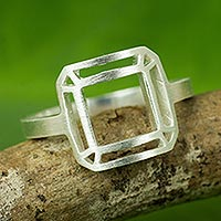 Sterling silver cocktail ring, 'Satin Window'