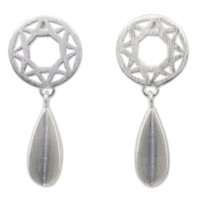 Sterling silver dangle earrings, 'Starlight Geometry' - Handmade Modern Thai Sterling Silver Dangle Earrings