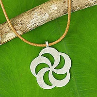 Sterling silver flower necklace, 'Pinwheel Blossom'