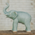 Seladon-Keramikstatuette, „Glücklicher glücklicher Elefant“. - Hellblaue Elefanten-Celadon-Keramik-Statuette