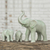 Celadon ceramic statuettes, 'Sweet Elephant Family in Green' (set of 3) - Celadon Elephant and Babies Ceramic Statuettes (Set of 3) (image 2) thumbail