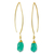 Gold vermeil chalcedony dangle earrings, 'In a Twist' - Spiral Faceted Green Chalcedony Dangle Earrings thumbail