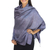 Rayon and silk blend shawl, 'Mandarin Storm' - Blue Grey Jacquard Floral Shawl in Rayon and Silk (image 2a) thumbail
