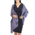 Rayon and silk blend shawl, 'Mandarin Storm' - Blue Grey Jacquard Floral Shawl in Rayon and Silk (image 2b) thumbail