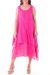 Cotton sundress, 'Pink Chic' - Hot Pink Layered Cotton Sundress Sleeveless Thai Fashion