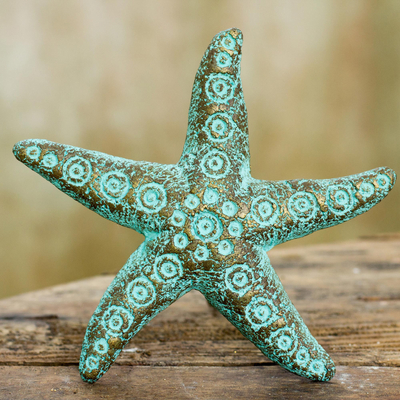 Recycled paper wall sculpture, Unique Starfish