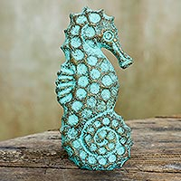 Recycled paper wall sculpture, 'Seahorse Omen' - Recycled Paper Seahorse Wall Sculpture Handmade in Thailand