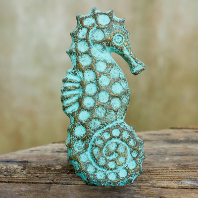 Recycled paper wall sculpture, Seahorse Omen