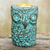 Recycled paper tealight candleholder, 'Green Thai Owl' - Thai Recycled Paper Eco-Friendly Owl Tealight Candleholder