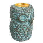 Recycled paper tealight candleholder, 'Green Thai Owl' - Thai Recycled Paper Eco-Friendly Owl Tealight Candleholder