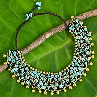 Calcite beaded collar necklace, 'Joyful Noise'