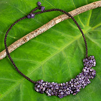 Amethyst beaded necklace, 'A Sense of Nature'