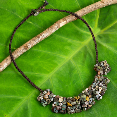 Jaspis-Perlenkette - Mehrfarbige Halskette mit Anhänger aus Jaspisperlen