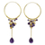 Multi-gemstone gold vermeil hoop earrings, 'Morning Pansies' - 24k Gold Vermeil Hoop Earrings with Amethyst and Tanzanite thumbail
