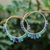 Multi-gemstone hoop earrings, 'Following Sea' - Continuous Hoop Earrings in Silver with Blue Gemstones (image 2) thumbail