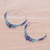 Multi-gemstone hoop earrings, 'Following Sea' - Continuous Hoop Earrings in Silver with Blue Gemstones (image 2b) thumbail