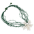 Cultured pearl flower pendant necklace, 'Blossoming Vine' - Cultured Pearl Flower Pendant Necklace on Green Cords (image 2b) thumbail