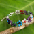 Multi-gemstone flower bracelet, 'Rainbow Blooms' - Multicolored Gemstone Bead Bracelet with Floral Motif thumbail