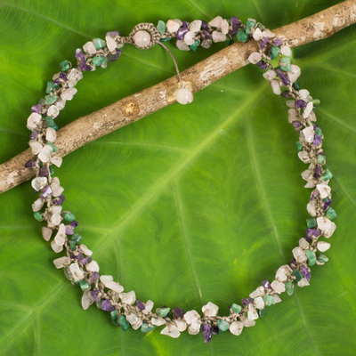 Rose quartz beaded necklace, Thai Interlude
