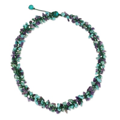 Handmade Gemstone Necklace with Amethyst and Calcite