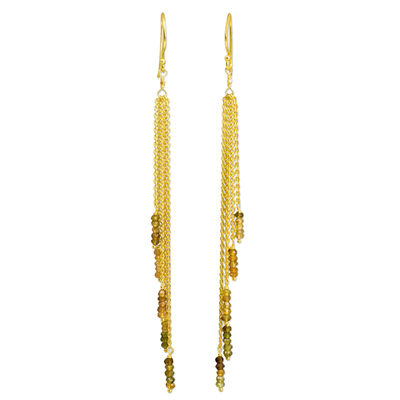 Gold vermeil yellow sapphire waterfall earrings, 'Nature's Power' - Yellow Sapphire on Gold Vermeil Waterfall Earrings