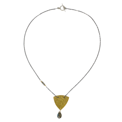 Vergoldete Halskette mit Labradorit-Anhänger - Moderne Damen-Anhänger-Halskette mit Labradorit