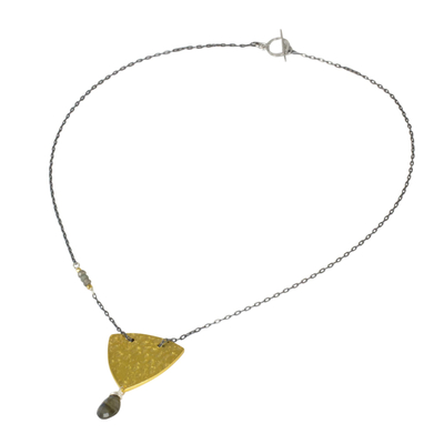 Vergoldete Halskette mit Labradorit-Anhänger - Moderne Damen-Anhänger-Halskette mit Labradorit
