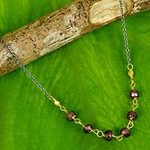 Vermeil Garnet and Silver Necklace Handcrafted in Thailand, 'Dreams Come True'
