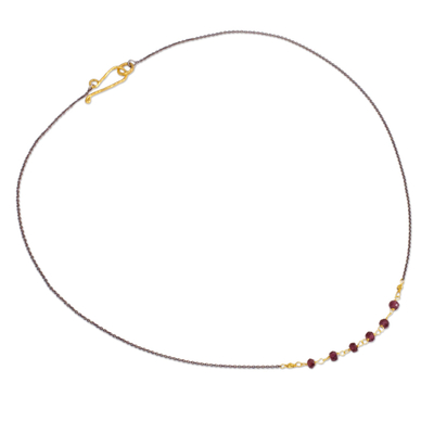Halskette aus Gold-Vermeil-Granatperlen - Halskette aus Vermeil-Granat und Silber, handgefertigt in Thailand