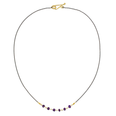 Vermeil Amethyst and Silver Necklace Handcrafted in Thailand