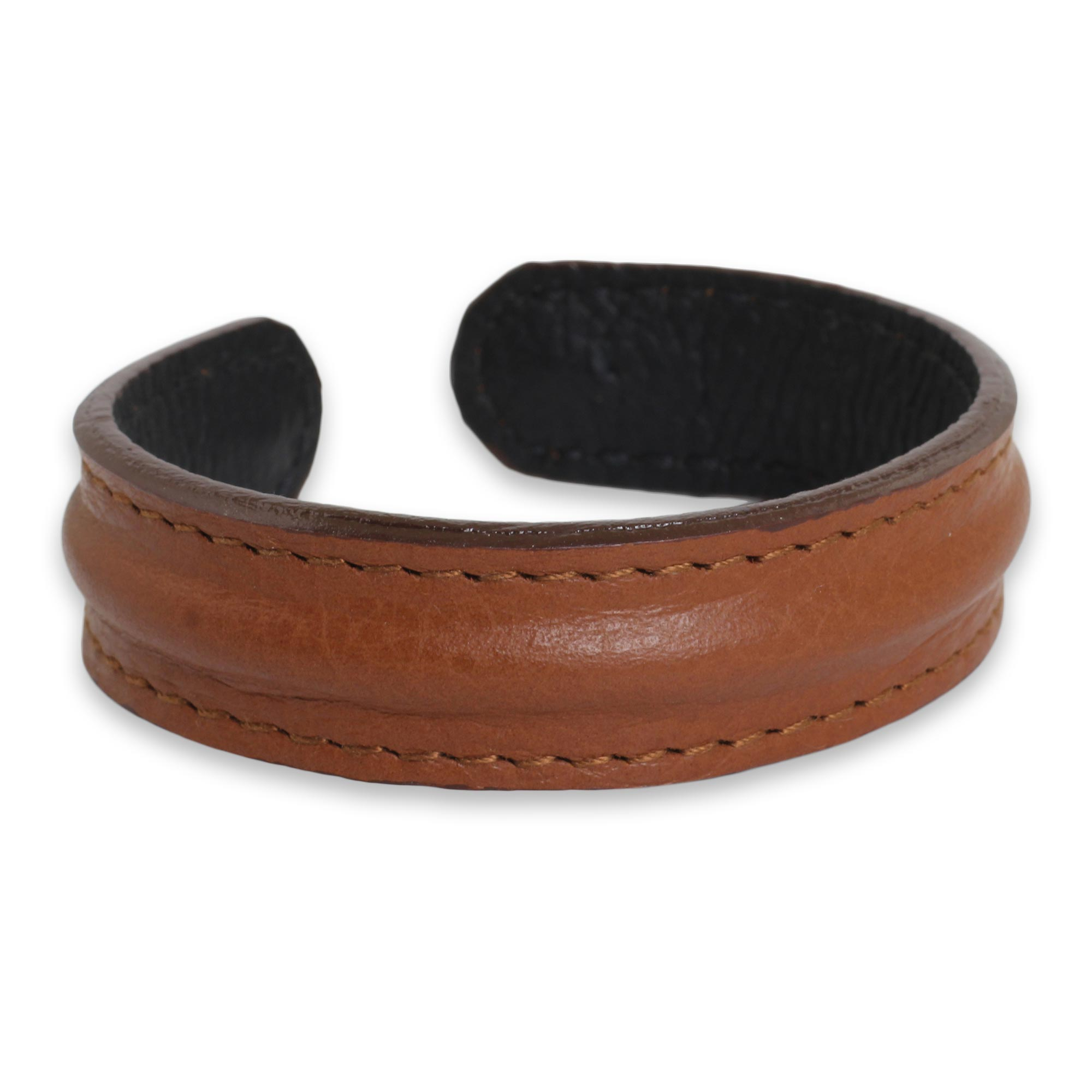 Brown Leather Men's Cuff Bracelet