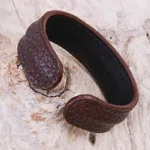 Men's leather cuff bracelet, 'Basic Dark Brown' - Thailand Men's Dark Brown Leather Cuff Bracelet