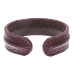 Men's leather cuff bracelet, 'Basic Dark Brown' - Thailand Men's Dark Brown Leather Cuff Bracelet